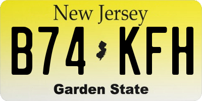 NJ license plate B74KFH