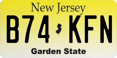 NJ license plate B74KFN