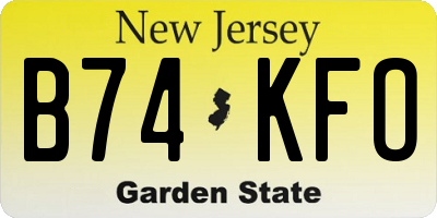 NJ license plate B74KFO
