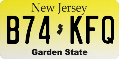 NJ license plate B74KFQ