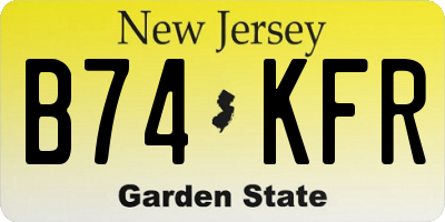 NJ license plate B74KFR