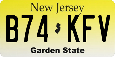 NJ license plate B74KFV