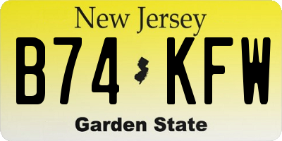 NJ license plate B74KFW