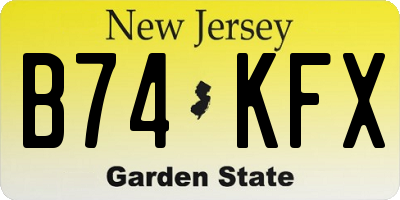 NJ license plate B74KFX