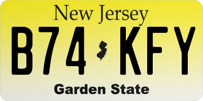 NJ license plate B74KFY