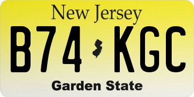 NJ license plate B74KGC