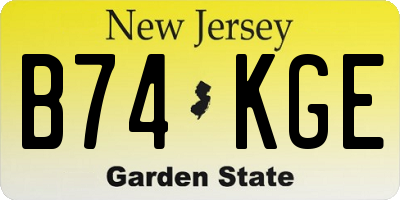 NJ license plate B74KGE