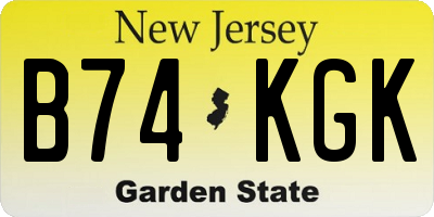 NJ license plate B74KGK