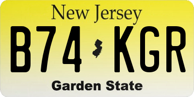 NJ license plate B74KGR