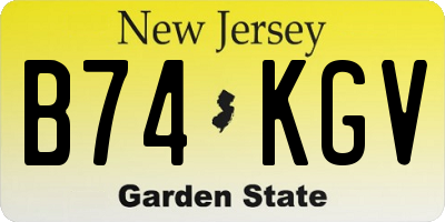 NJ license plate B74KGV