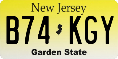 NJ license plate B74KGY