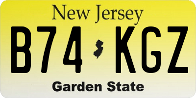 NJ license plate B74KGZ