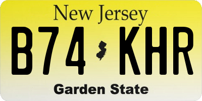 NJ license plate B74KHR