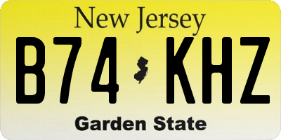 NJ license plate B74KHZ