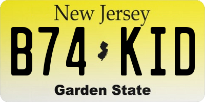 NJ license plate B74KID