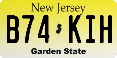 NJ license plate B74KIH