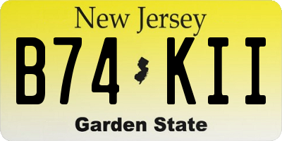 NJ license plate B74KII