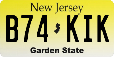 NJ license plate B74KIK