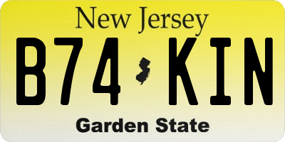 NJ license plate B74KIN
