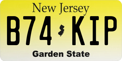 NJ license plate B74KIP