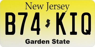 NJ license plate B74KIQ