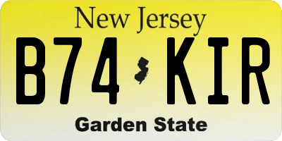 NJ license plate B74KIR