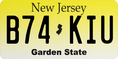 NJ license plate B74KIU