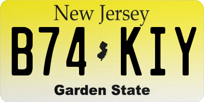 NJ license plate B74KIY