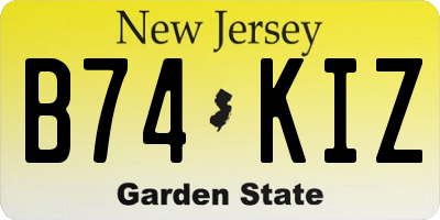 NJ license plate B74KIZ