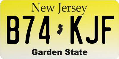 NJ license plate B74KJF