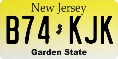 NJ license plate B74KJK