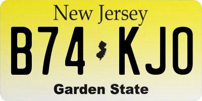 NJ license plate B74KJO