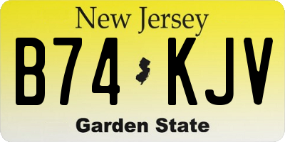 NJ license plate B74KJV