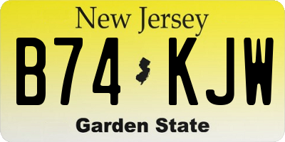 NJ license plate B74KJW