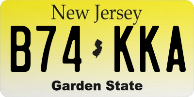 NJ license plate B74KKA