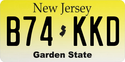 NJ license plate B74KKD