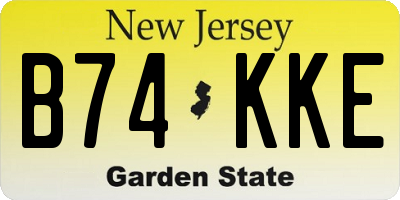 NJ license plate B74KKE