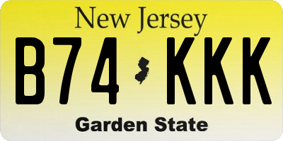 NJ license plate B74KKK