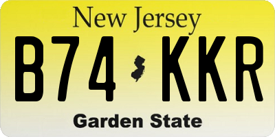 NJ license plate B74KKR