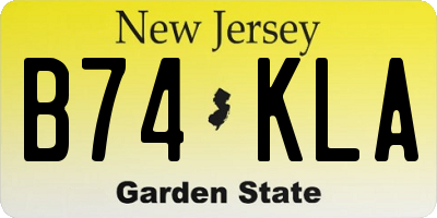 NJ license plate B74KLA