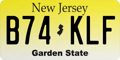 NJ license plate B74KLF