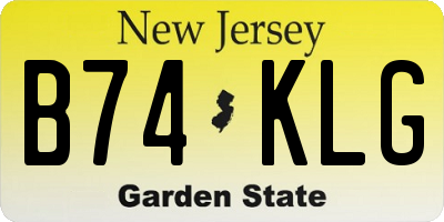 NJ license plate B74KLG