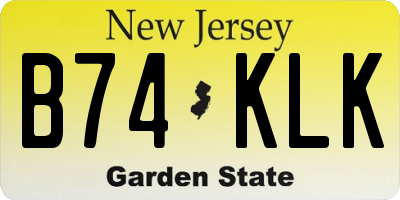 NJ license plate B74KLK