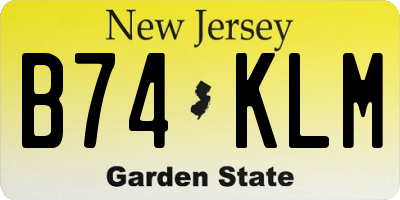 NJ license plate B74KLM