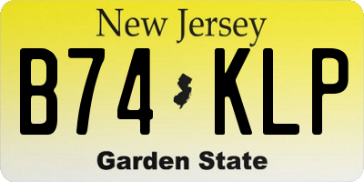 NJ license plate B74KLP