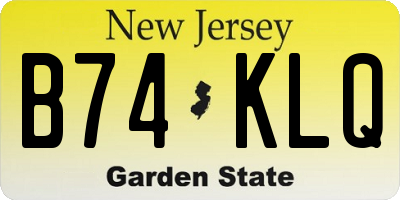NJ license plate B74KLQ