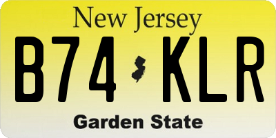 NJ license plate B74KLR