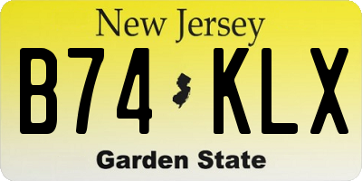 NJ license plate B74KLX