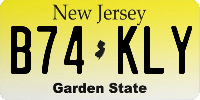 NJ license plate B74KLY