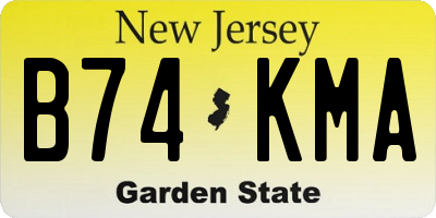 NJ license plate B74KMA